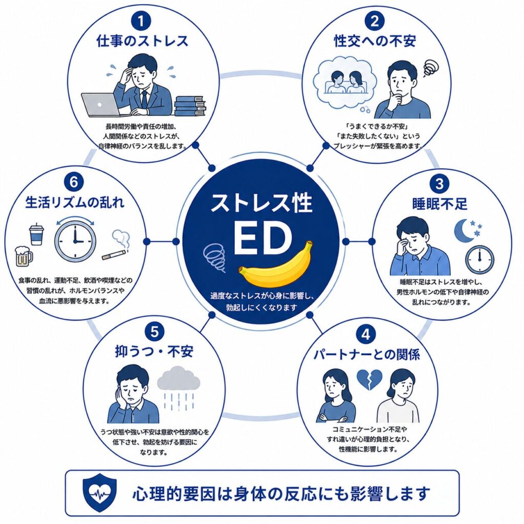 ストレスがEDへ影響する主な原因