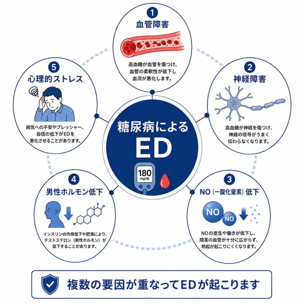 糖尿病によってEDが起こる仕組み